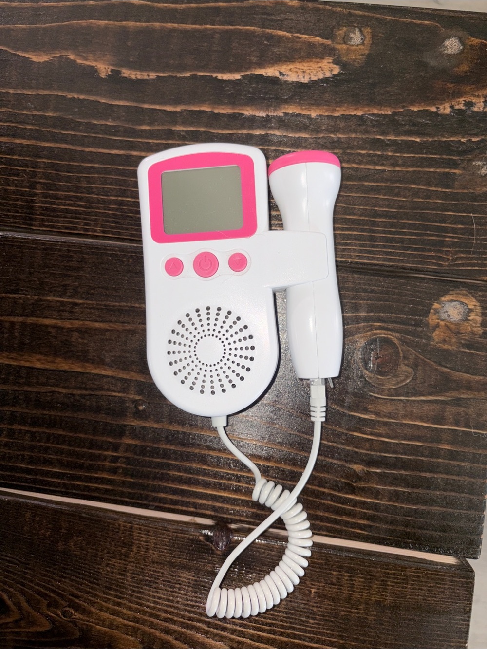 White and Pink Fetal Doppler Baby Heartbeat Monitor